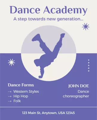 Playful Purple Dance Academy Promotion Poster Template