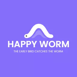 Playful Purple Design Featuring a Happy Worm Character Logo Template