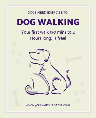 Playful Purple Dog Walking Promotion Poster Template