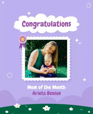 Playful Purple Floral Mom of the Month Poster Template