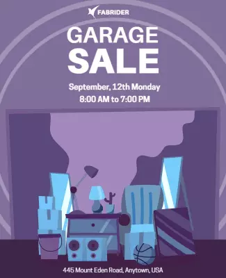 Playful Purple Garage Sale Event Poster Template