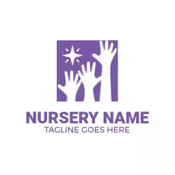 Playful Purple Hands Representing Growth in a Nursery Logo Template