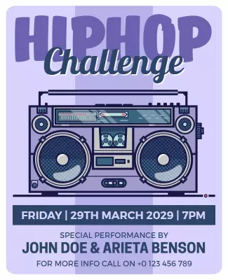 Playful Purple Hip Hop Challenge Event Poster Template
