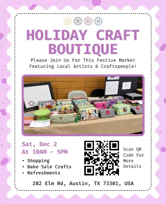 Playful Purple Holiday Craft Boutique Flyer Template