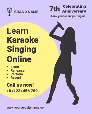 Playful Purple Karaoke Singing Online Anniversary Poster Template