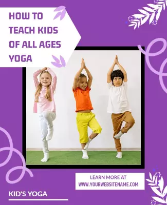 Playful Purple Kids Yoga Instructional Poster Template