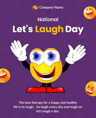 Playful Purple National Laugh Day Celebration Poster Template