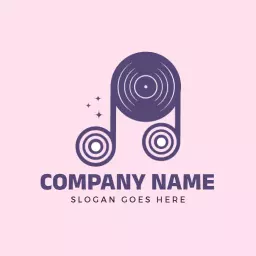 Playful Purple Vinyl Record Design for Music Industry Logo Template