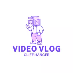 Playful Purple Vlogger Cartoon Capturing Adventures Logo Template