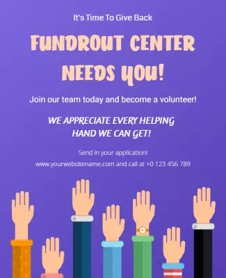Playful Purple Volunteer Recruitment Poster Template