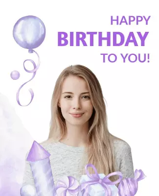 Playful Purple Watercolor Birthday Celebration Poster Template