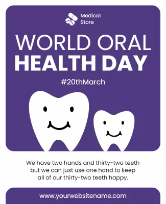 Playful Purple World Oral Health Day Poster Template