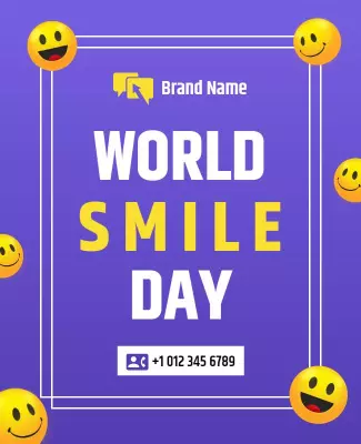 Playful Purple World Smile Day Celebration Poster Template