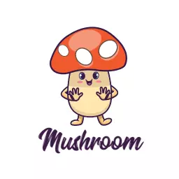 Playful Red and Cream Character Design for Mushroom Logo Template