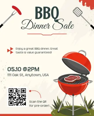 Playful Red BBQ Dinner Sale Event Flyer Template