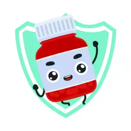 Playful Red Bottle Character Symbolizing Health Mascot Logo Template