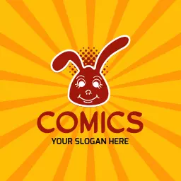 Playful Red Bunny Design Captivating Young Readers Comics Logo Template