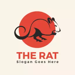 Playful Red Illustration of a Rat for Branding Logo Template