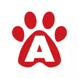 Playful Red Paw Print Featuring the Letter A Alphabet Logo Template