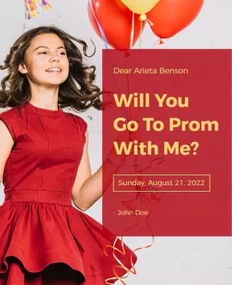 Playful Red Prom Invitation with Balloons Poster Template