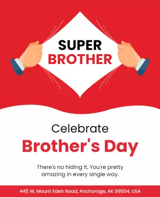 Playful Red Superhero Brother's Day Celebration Poster Template