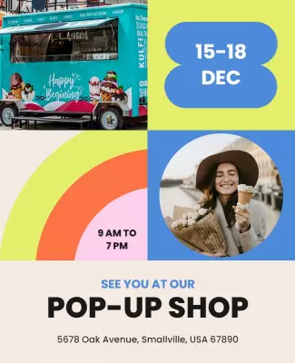 Playful Retro Colorful Pop-Up Shop Event Poster Template