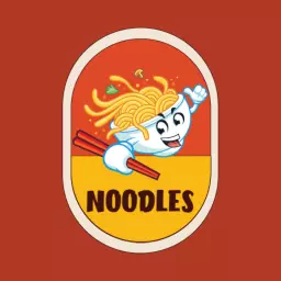 Playful Retro Noodles Character with Vibrant Colors Logo Template