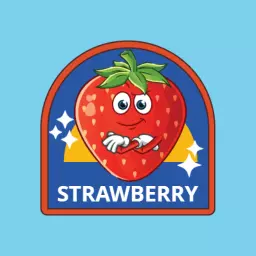 Playful Retro Strawberry Character with Bright Colors Logo Template
