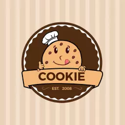 Playful Round Cookie Design Featuring Smiling Chef Logo Template