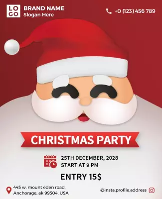 Playful Santa Character Christmas Party Poster Template