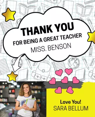 Playful School-Themed Thank You Teacher Appreciation Poster Template