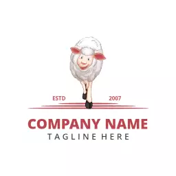 Playful Sheep Character Representing Wool Industry Logo Template