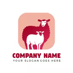 Playful Sheep Design Featuring Parent and Baby Animals Logo Template