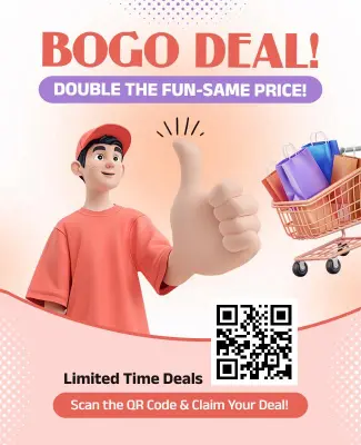 Playful Shopping BOGO Deal Promotion Flyer Template