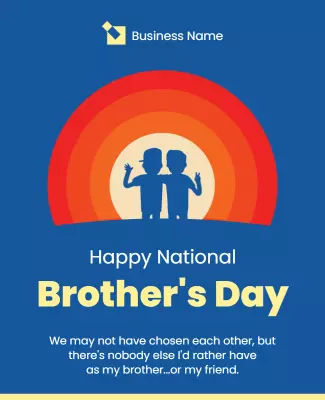 Playful Silhouette Design for National Brother's Day Poster Template