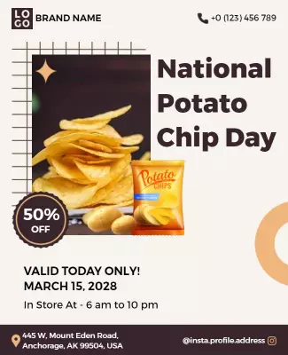 Playful Snack-Themed National Potato Chip Day Poster Template