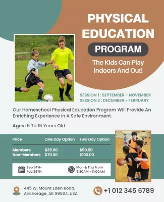 Playful Sports Indoor and Outdoor Kids Education Program Poster Template