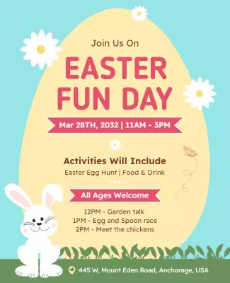 Playful Spring Easter Fun Day Celebration Poster Template