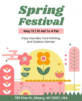 Playful Spring Festival with Colorful Flowers Poster Template