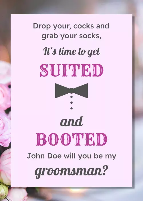 Playful Suited and Booted Groomsman Invitation Template