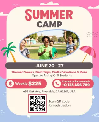 Playful Summer Camp Adventure for Kids Poster Template