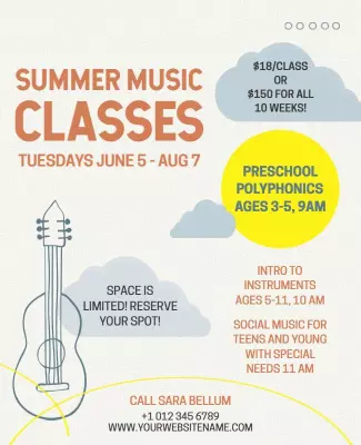 Playful Summer Music Class Promotion Poster Template