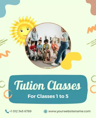 Playful Sunshine Tuition Classes for Young Learners Poster Template