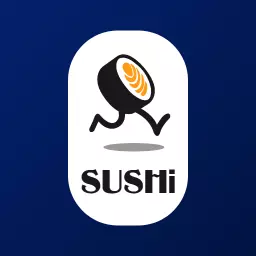 Playful Sushi Character Capturing Delicious Freshness Logo Template