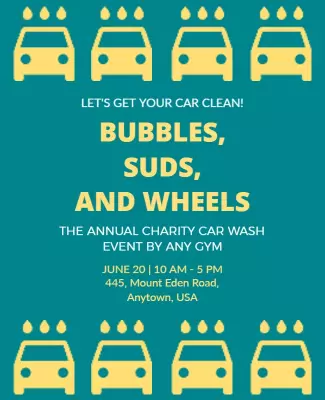 Playful Teal Charity Car Wash Event Poster Template