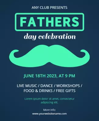 Playful Teal Father's Day Celebration Event Poster Template