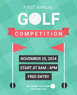 Playful Teal Golf Competition Event Poster Template