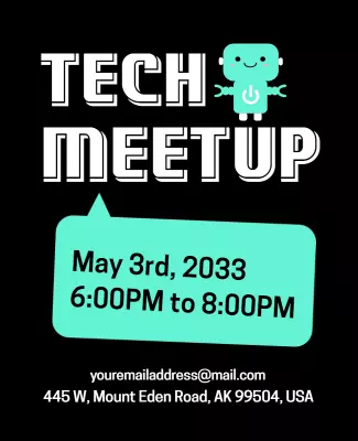 Playful Tech-Themed Meetup with Cute Character Poster Template
