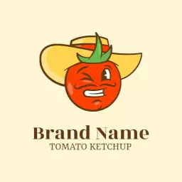 Playful Tomato Character Adding Fun to Ketchup Branding Logo Template