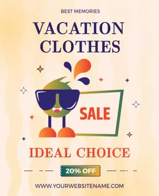 Playful Tropical Vacation Clothes Sale Poster Template